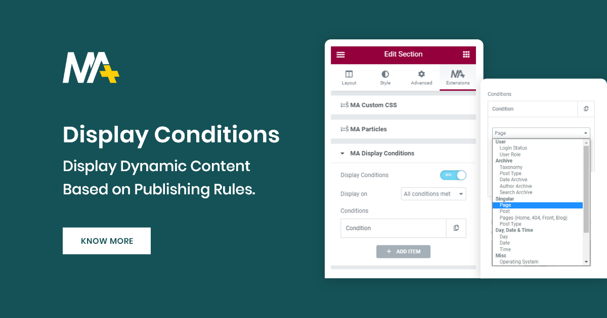 Display Conditions For Elementor